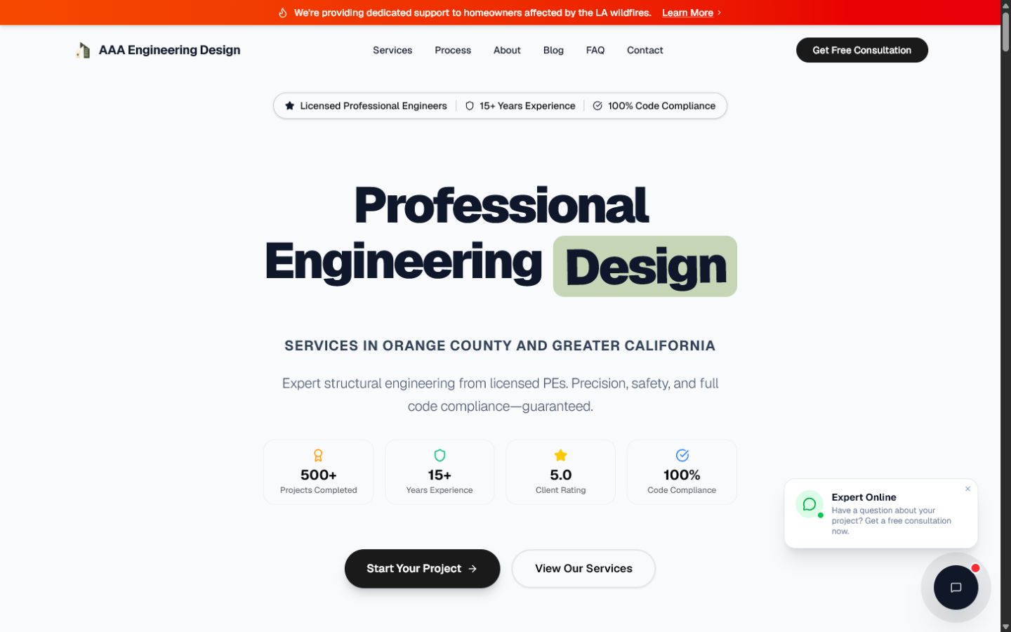 AAA Engineering website screenshot